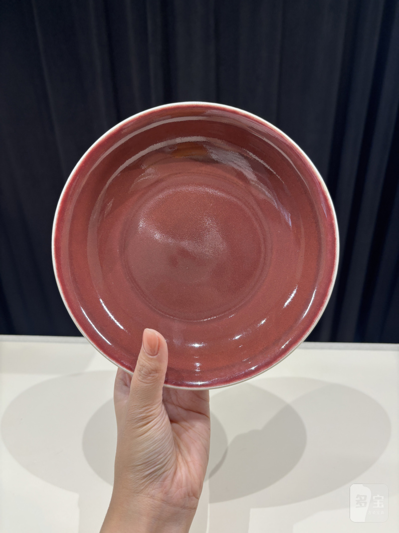 清康熙 仿宣德红釉盘 - 图3